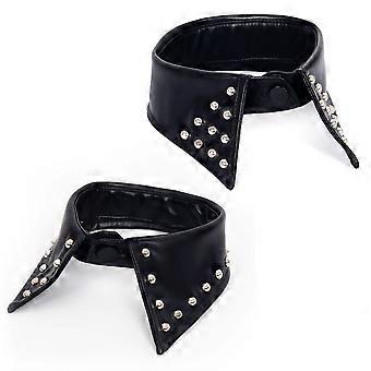 Punk Studded Fake Collar Detachable Collars Half False Shirt Blouse Collar, Gothic Leather Pointed Collar with Metal Rivets Adjustable Snap Choker for