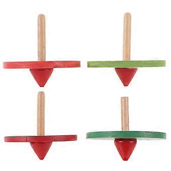 4pcs Wooden Cartoon Tops Toys Colorful Gyroscope Peg-top for Kids Children (Random Color)
