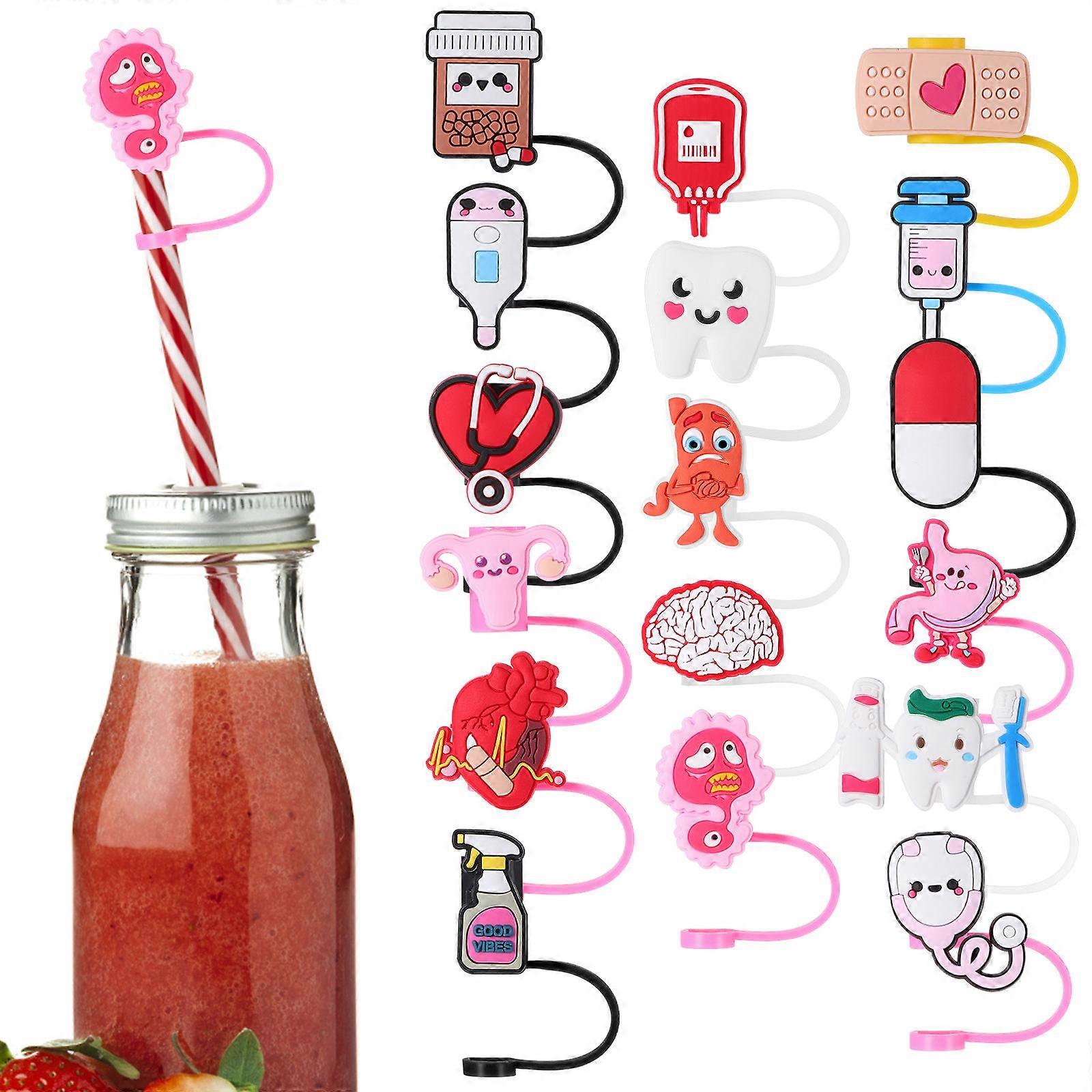 Creative Absorbent Straw Tips Silicone Straw Covers for 17Pcs Set