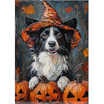 Halloween Border Collie Jigsaw Puzzle - Pet Pumpkin Costume Portrait for Border Collie Owner SQZ1002