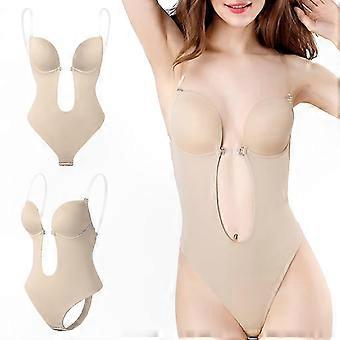 Women's Bodysuit Shapewear, Plunging Deep V-Neck, Strapless Backless Body Shaper