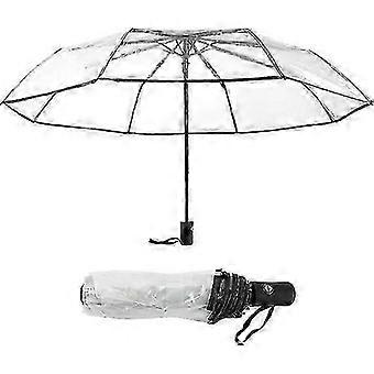 Windproof Automatic Transparent Umbrella Auto Open Close Portable Compact Folding
