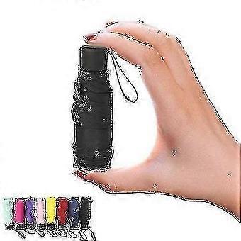 Kleiner, modischer Mini-Taschenschirm zum Zusammenfalten, UV-Schutz und wasserdicht (schwarz) DSW