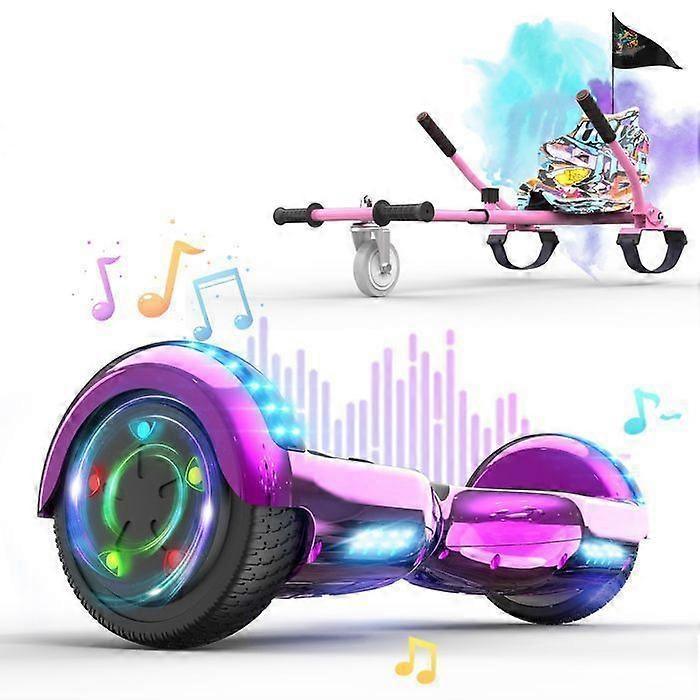 Hoverboard RCB 6.5 Polegadas Bluetooth LED Karting Ajustável Rosa