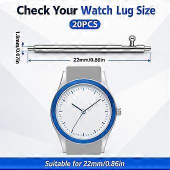 Lot de 20 barrettes à ressort à dégagement rapide pour bracelets de montre de 22 mm, en acier inoxydable.