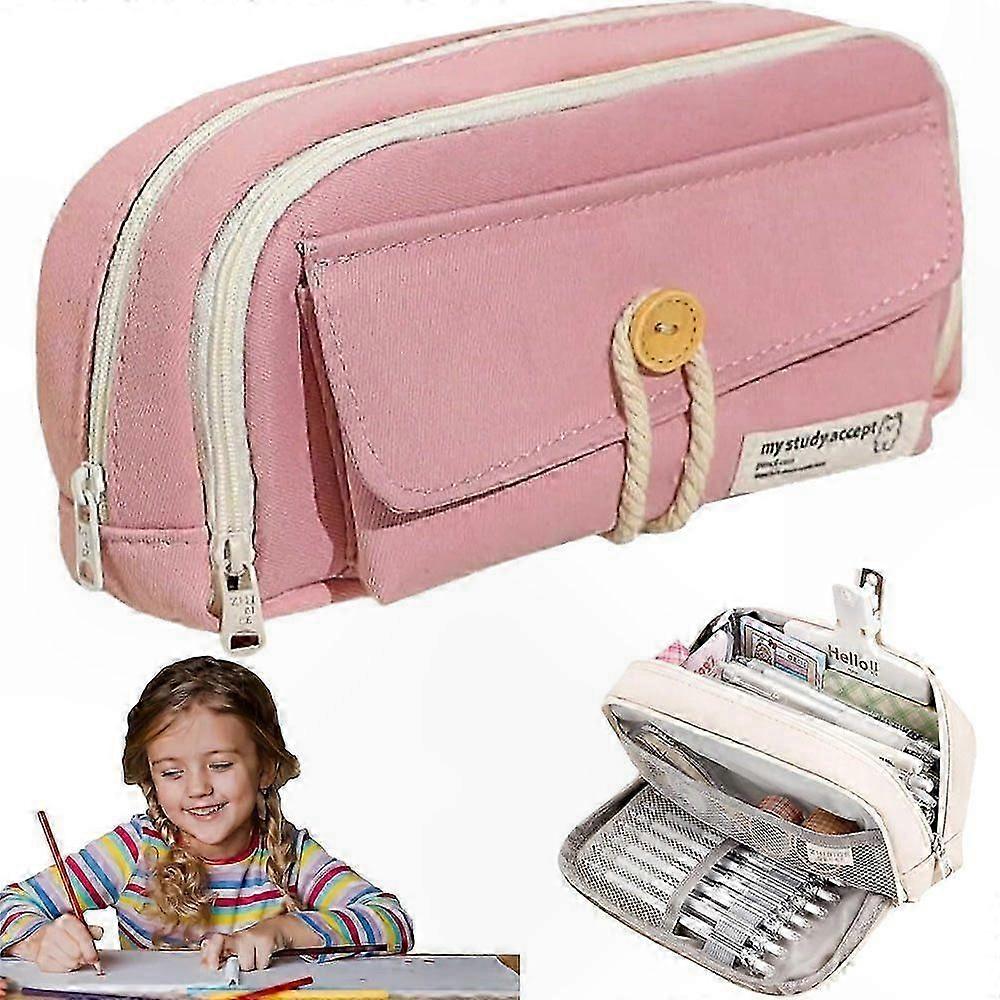 School Pencil Case with 3 Compartments for Large Capacity Storage Organization