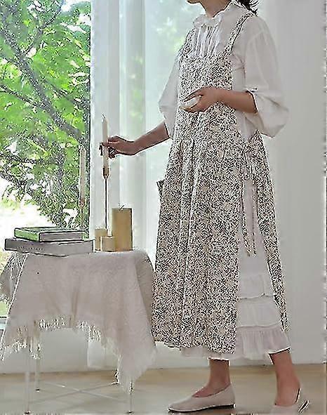 Floral Adjustable Apron Cotton Waterproof