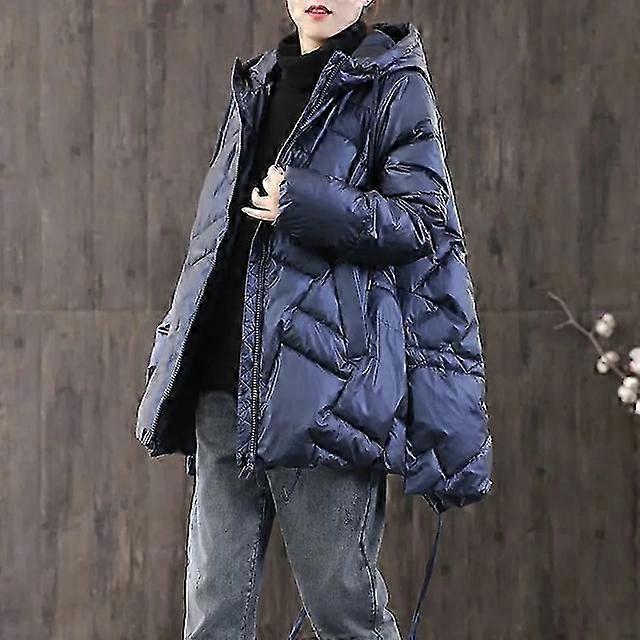 Bright White Women's Loose Large Down Jacket compatible with Warm Winter