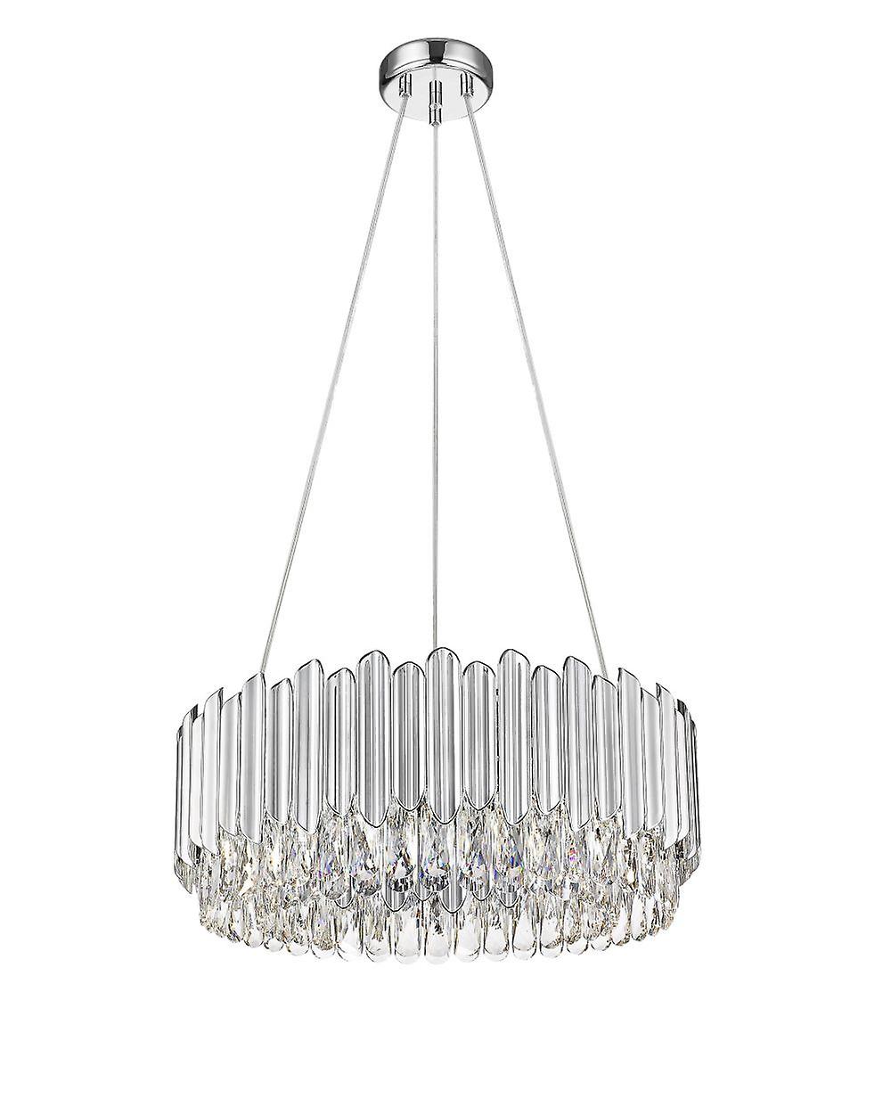 Grenada 6 Light Chrome Crystal Pendant Ceiling Light