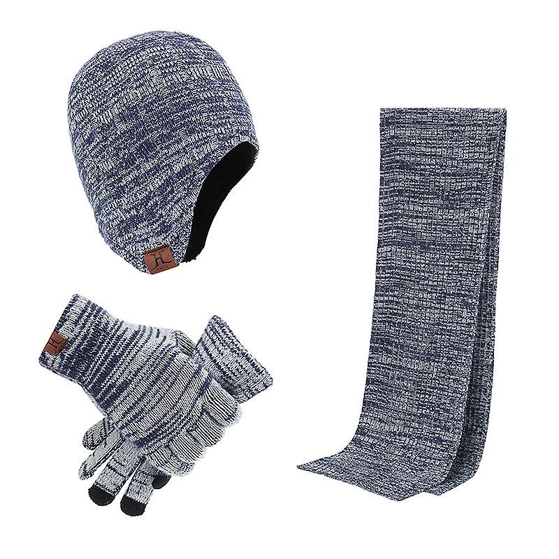 H-label Hat Scarf Gloves Three-piece Set Fall Winter Men Thermal Accessories Customization