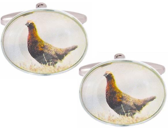 David Van Hagen Grouse Image Cufflinks - Silver