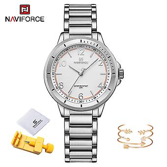 Naviforce roestvrij stalen horloges voor vrouwen mode casual dames quartz klok waterdicht vrouwelijk polshorloge feminino