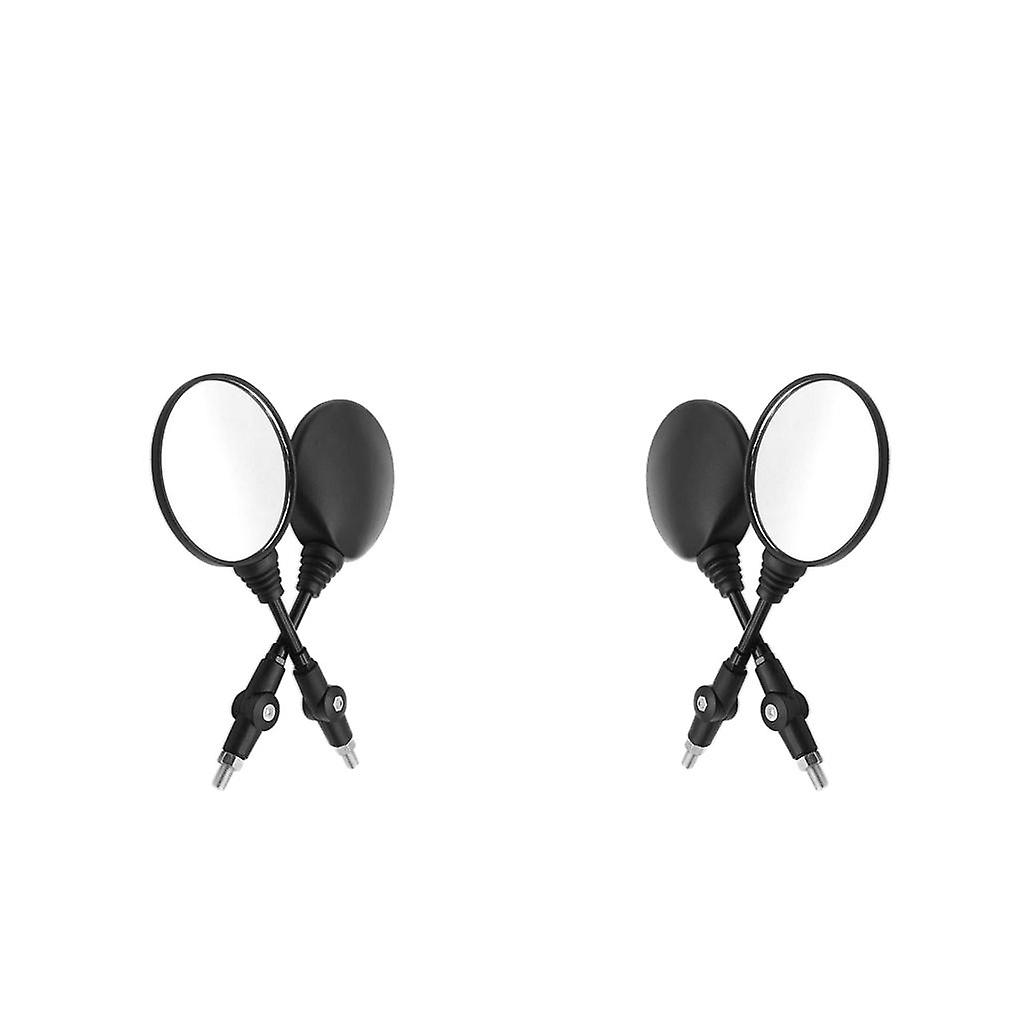 2 Pair Collapsible Circular Motorcycle Handlebar Rear Mirror 10/8mm Thread