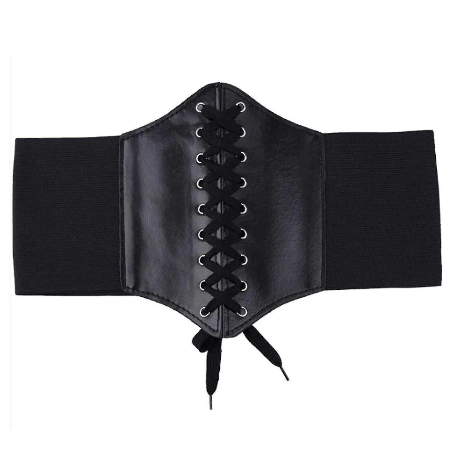 Lace-up Cinch Belt Tied Corset Elastic Waist Belt, Womens Leather