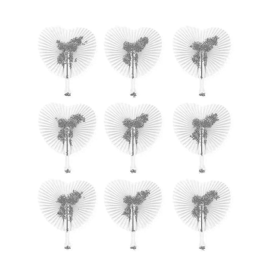 48pcs Paper Folding Fan -heart-shaped Heart Wedding Party Gift For Anniversary Birthday Wedding Diy