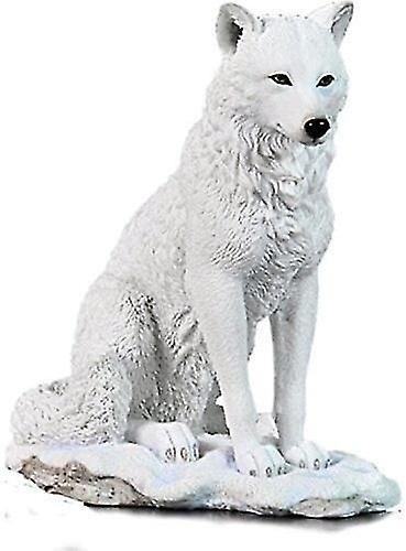 Snow Wolf Sitting Figurine By Allianceinteriorsltd