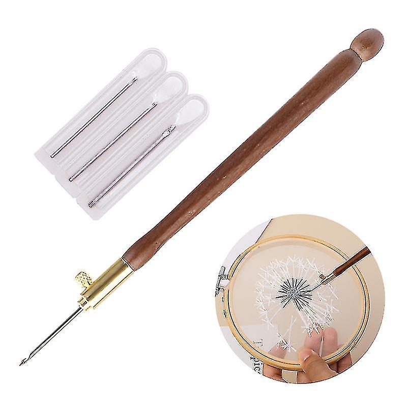 רקמת וו טמבור עם 3 מחטים עט מתכת רקמה צלב תפר ערכת מלאכה צרפתית סריגה לתפירה בשיטת עשה זאת בעצמך