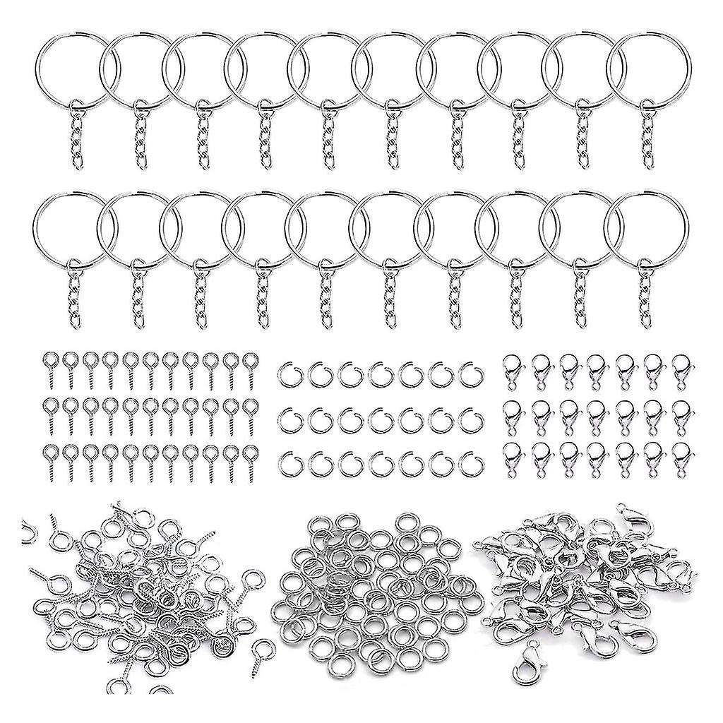 400 Pcs Keychain Rings Kit With Screw Eye Pin Split Ring Keychain Findings Bulk