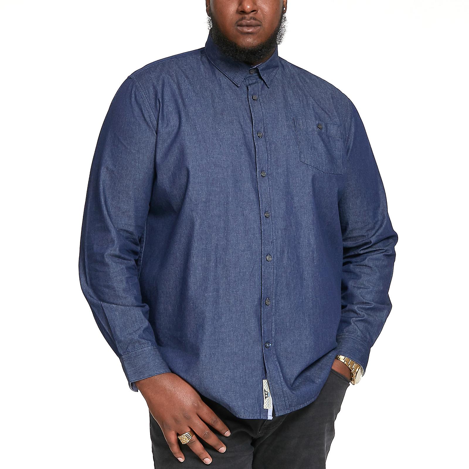 D555 Mens Jacob Big Tall Long Sleeve Button Down Denim Shirt - Blue