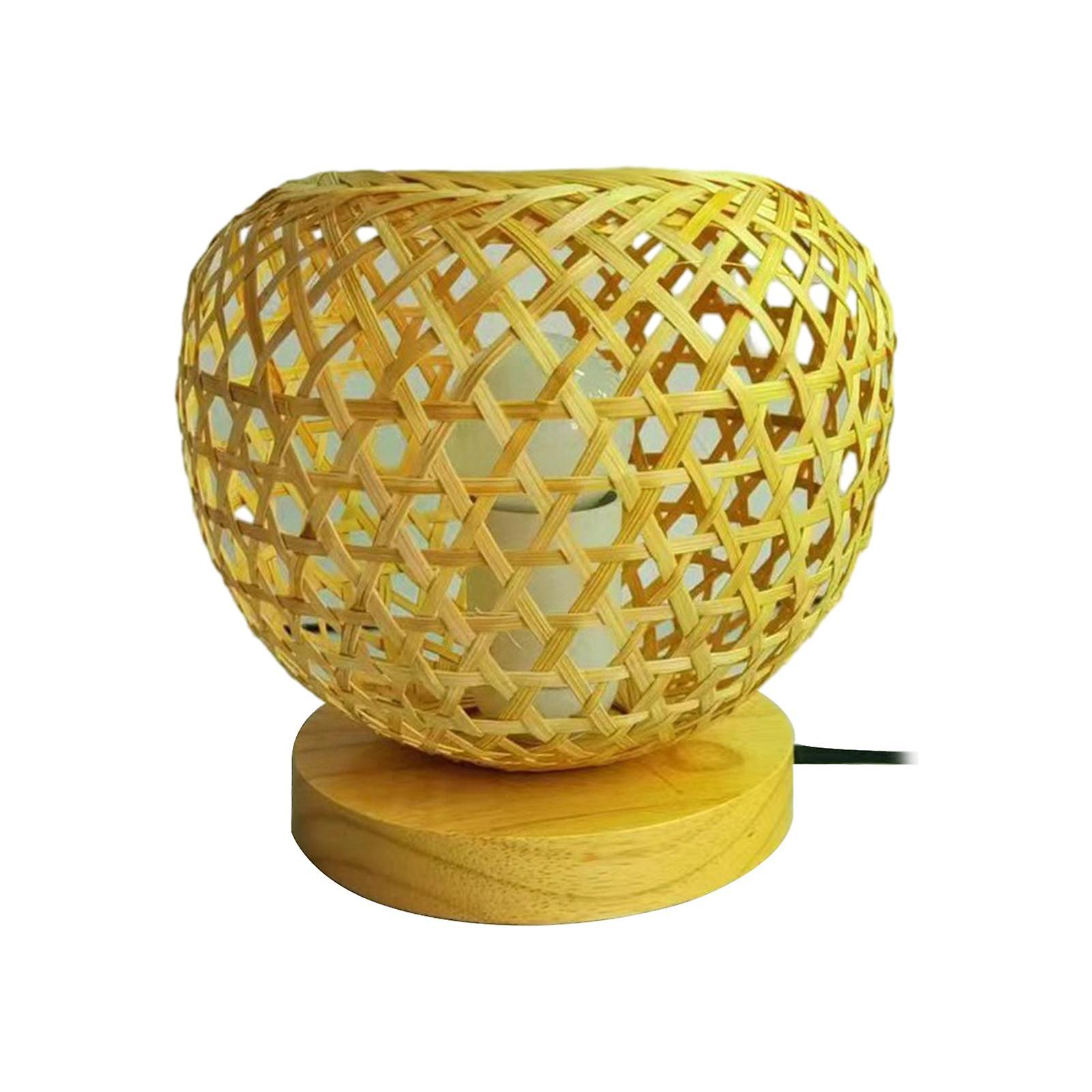 Bamboo Weaving Table Lamp Rustic Handicraft Desk Lamp for Tabletop Cafe Home