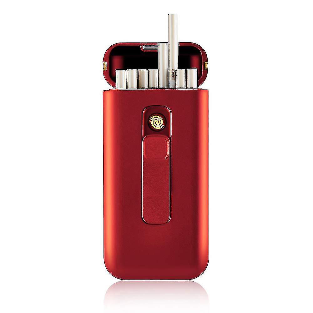 Cigarette Case With Usb Lighter Cigarette Box 20 Pieces 100 Mm Slim Cigarettes Case (red)