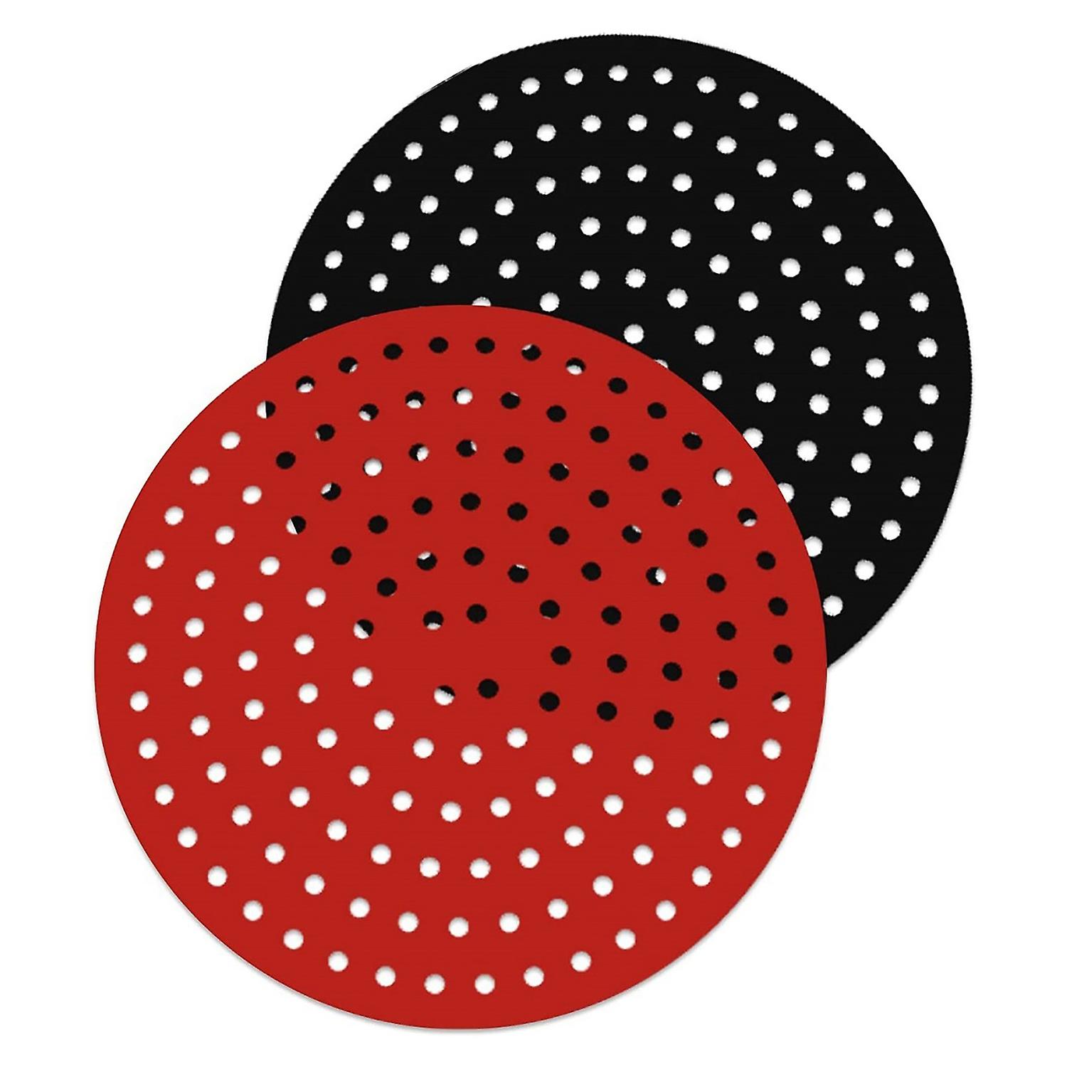 ZHOUBA 2Pcs Steamer Liner Non-Stick Perforated Design Round Silicone Fry Pan Baking Mat for Kitchen