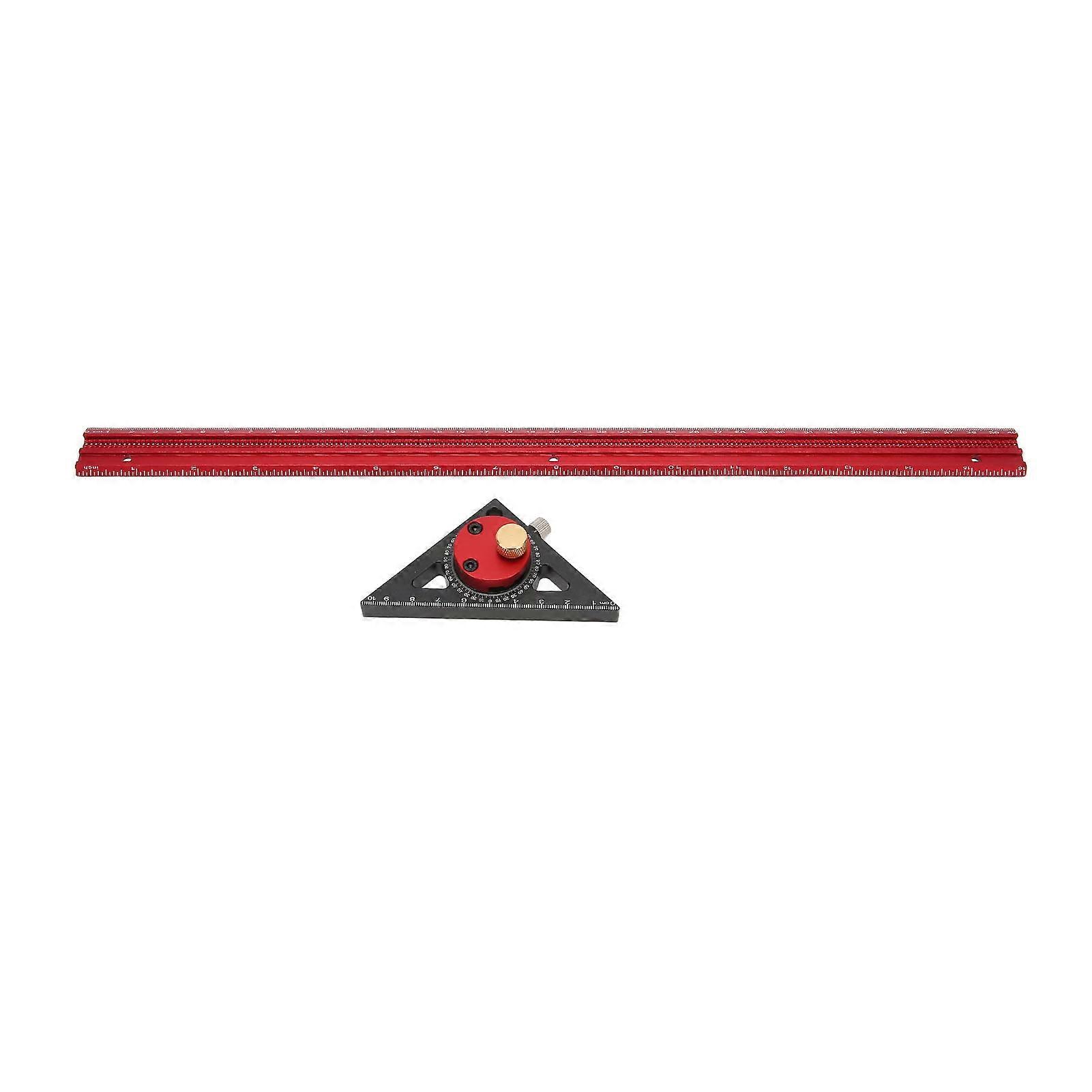 400mm Woodworking Hole Scribing Ruler Aluminum Alloy 360° Rotating Line Drawing Gauge Ruler