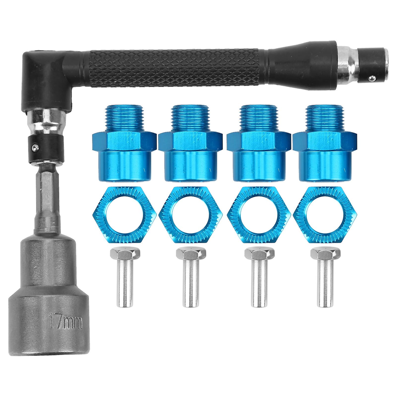 12mm to 17mm Wheel Hex Hub Conversion Adapter Socket Spanner Set for 1/10 1/8 RC CarsBlue