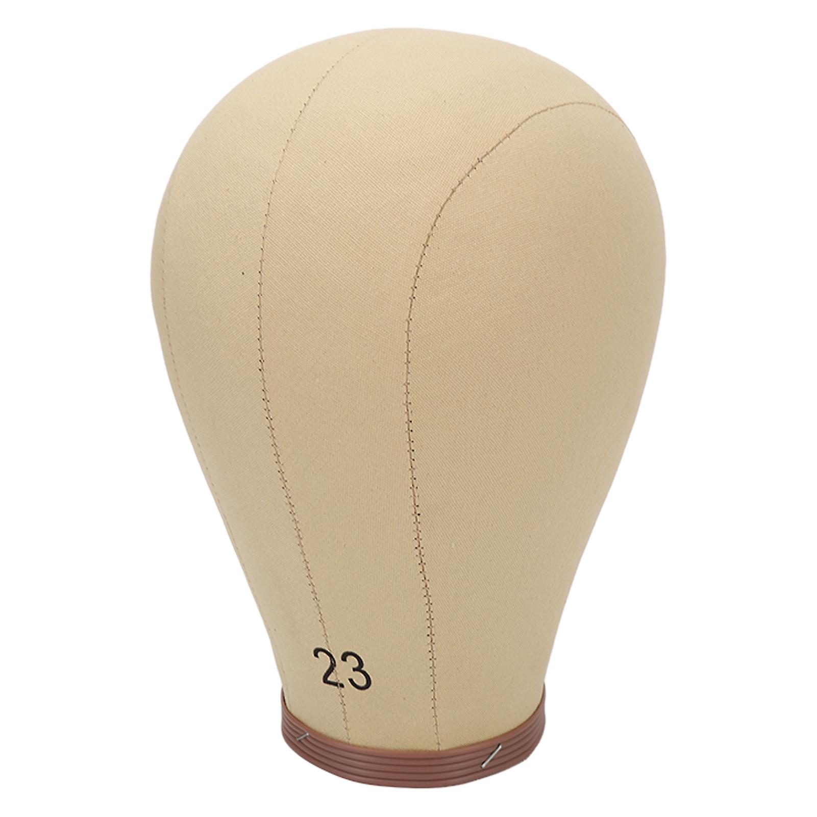 23in Cork Canvas Block Head Reusable Wig Head Display with Stand for Hairdressing Making Wigs 