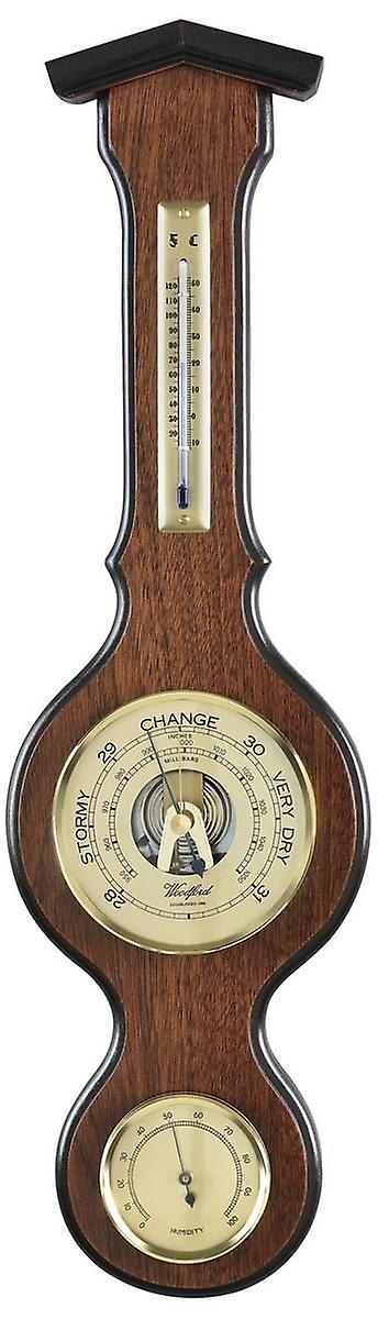 Woodford Veneered Barometer, Thermometer and Hygrometer - Brown/Bronze