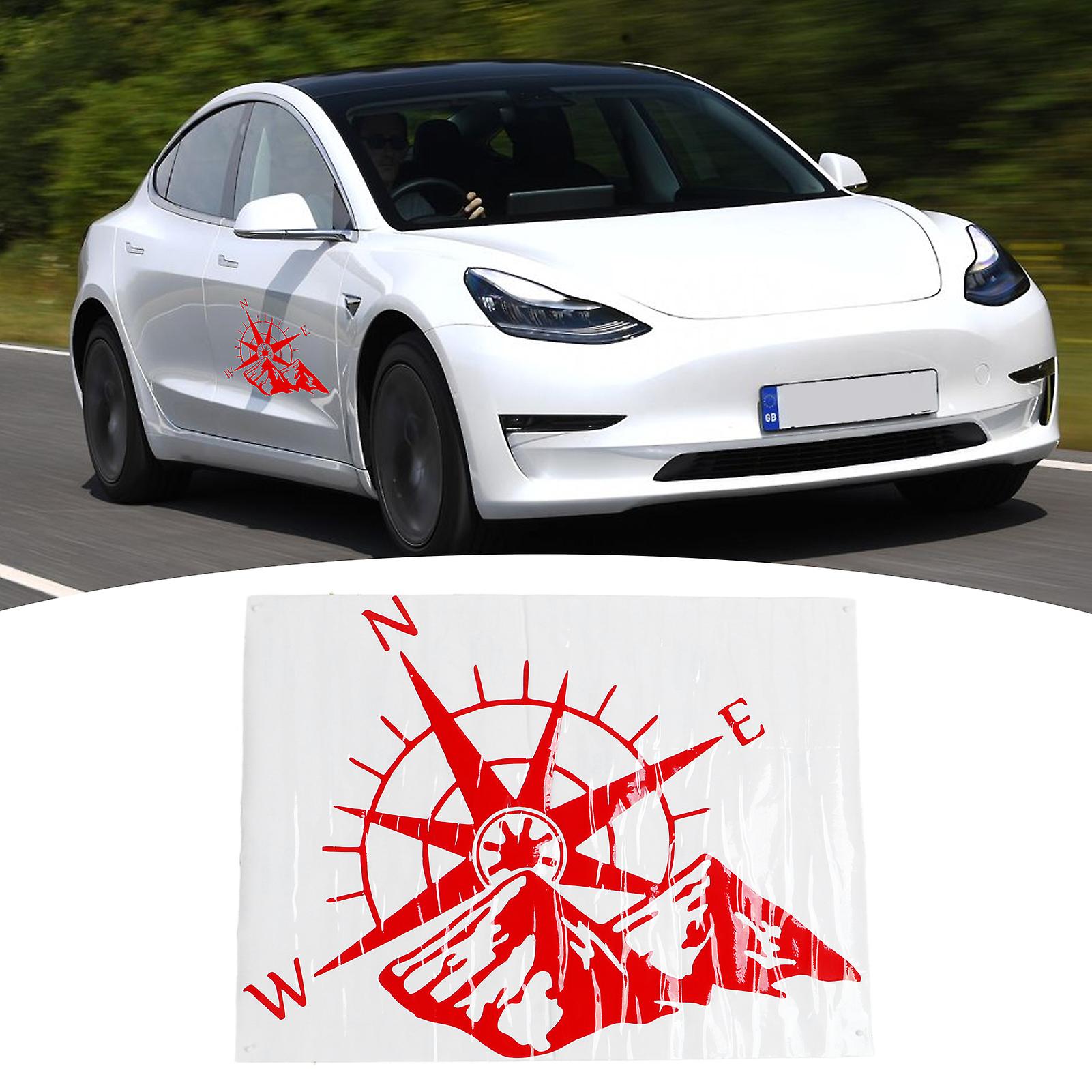 Red Car Rear Window Sticker 60x45cm Mountain Compass Decal