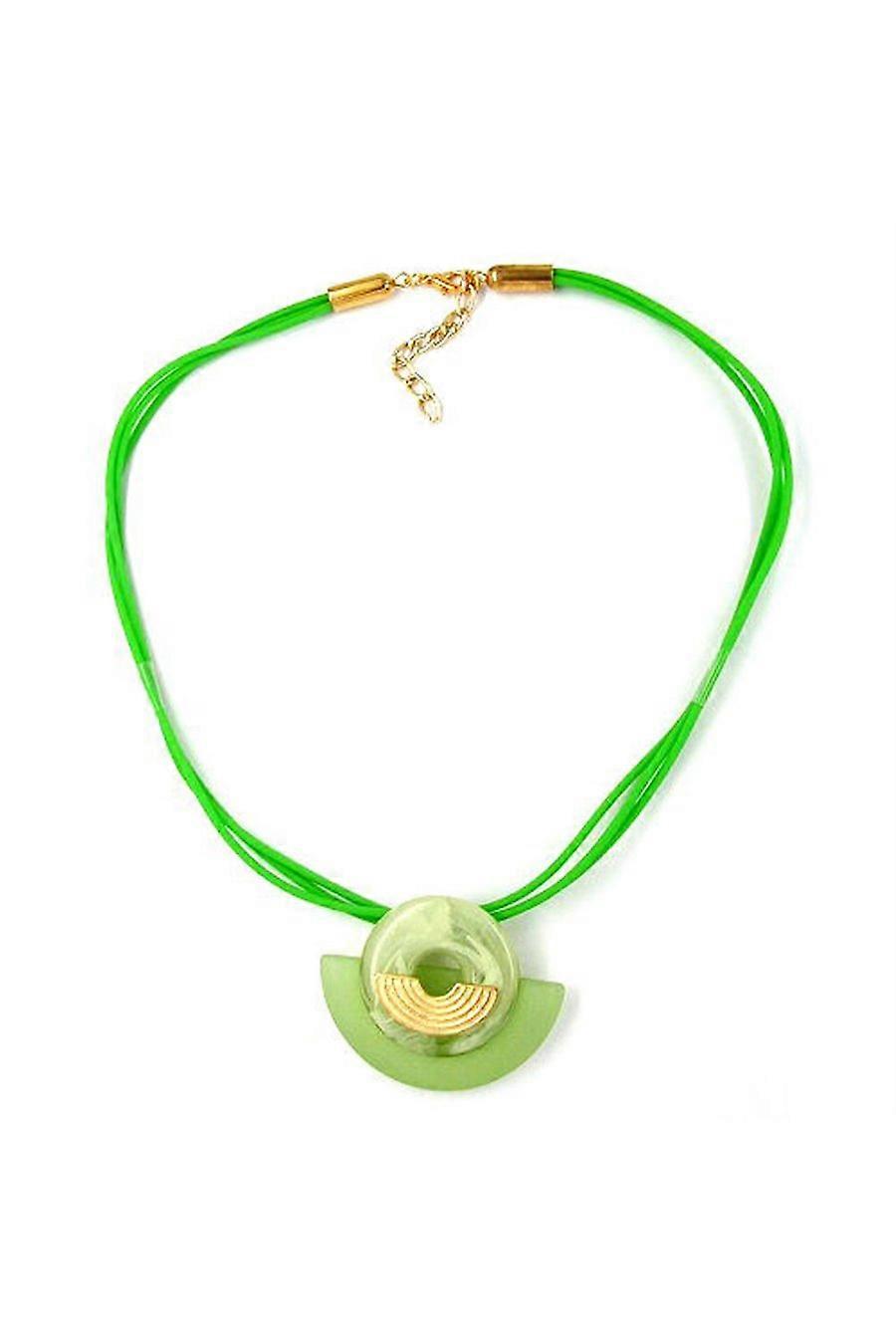 Necklace Crescent With Disk Kiwi/ Gold Coloured - Gl03262