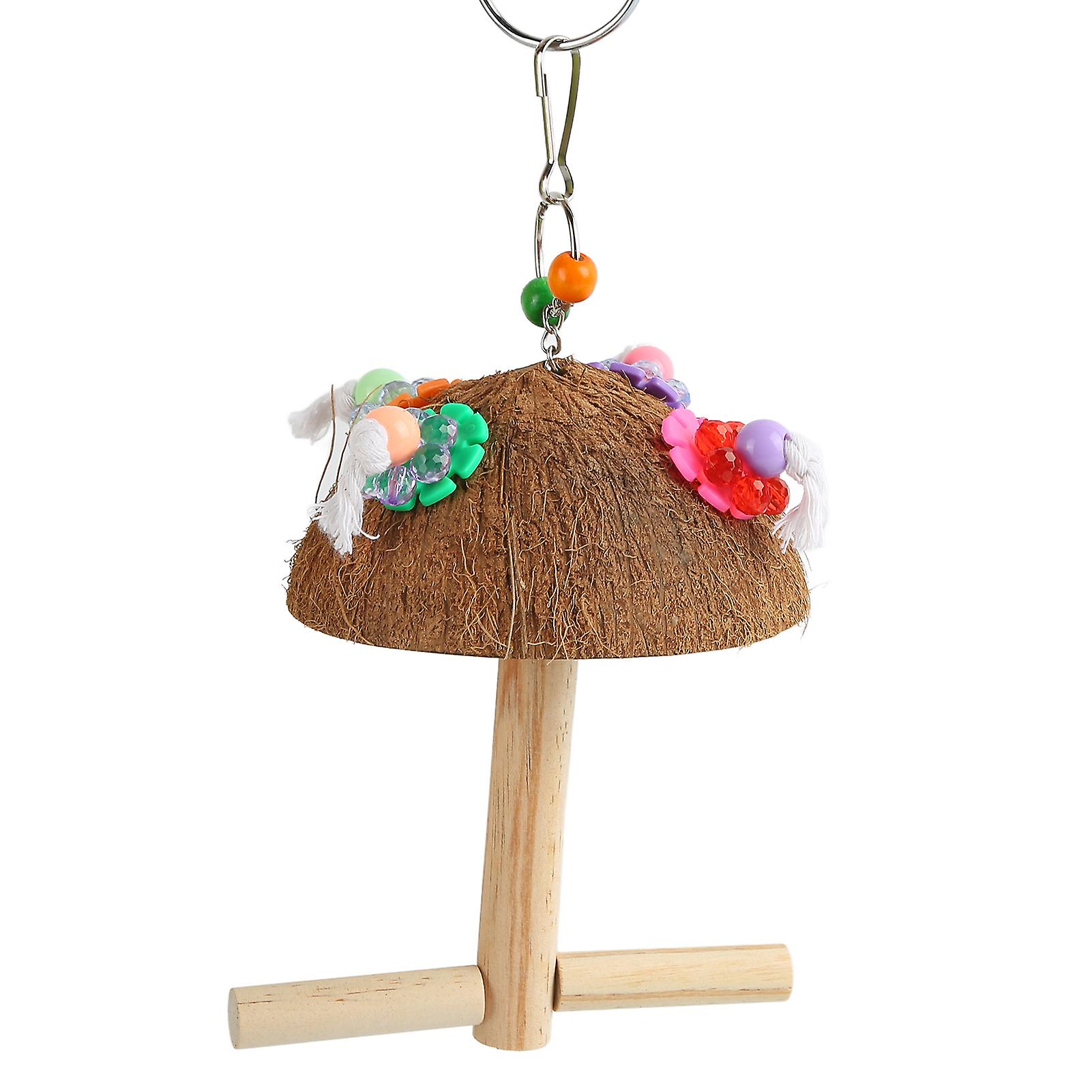 Parrot Coconut Shell Swing Stand 24x14cm Safe Bite-Resistant Toy