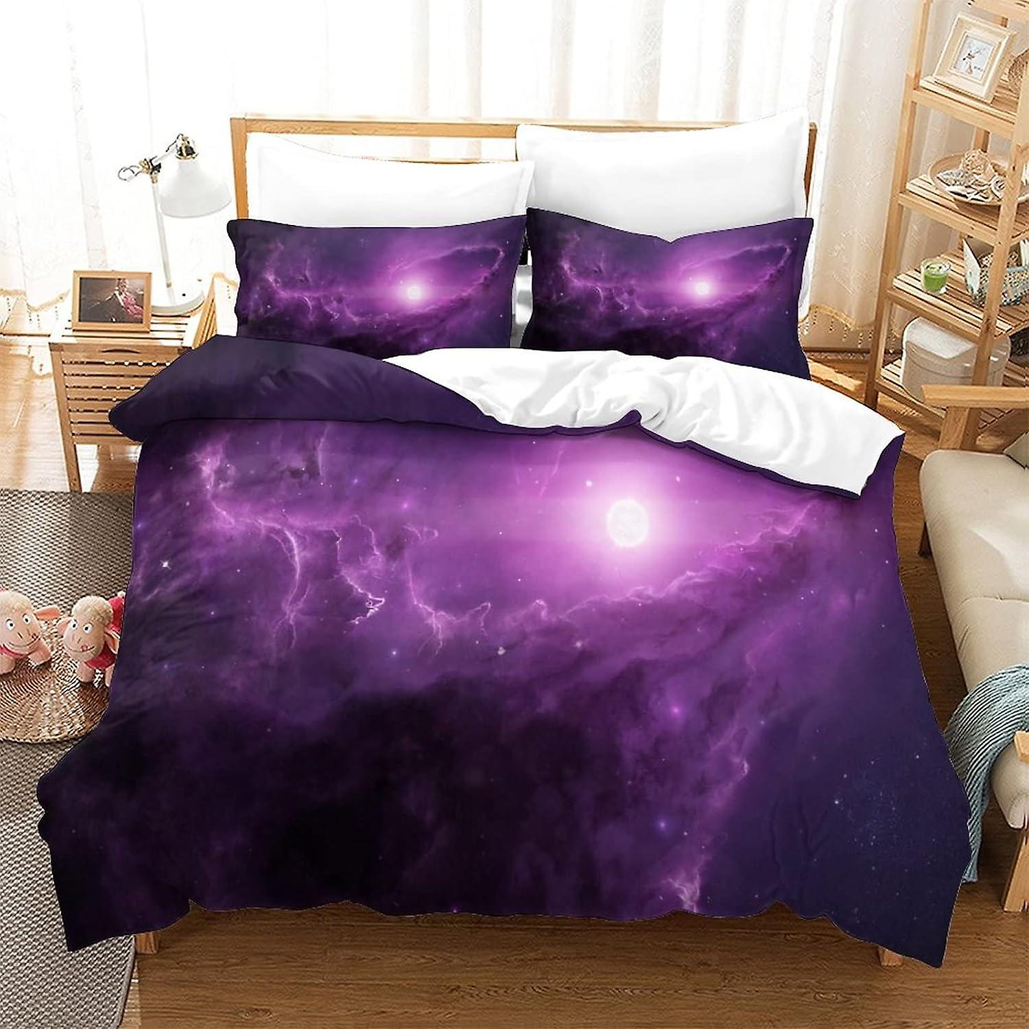 Zestaw poszewek na kołdrę Purple Star Luxe Pościel z nadrukiem 3D Poszewka na pościel, ultra miękki zestaw z mikrofibry z poszewkami na poduszki Zestaw pościeli kołdrowej podwójny