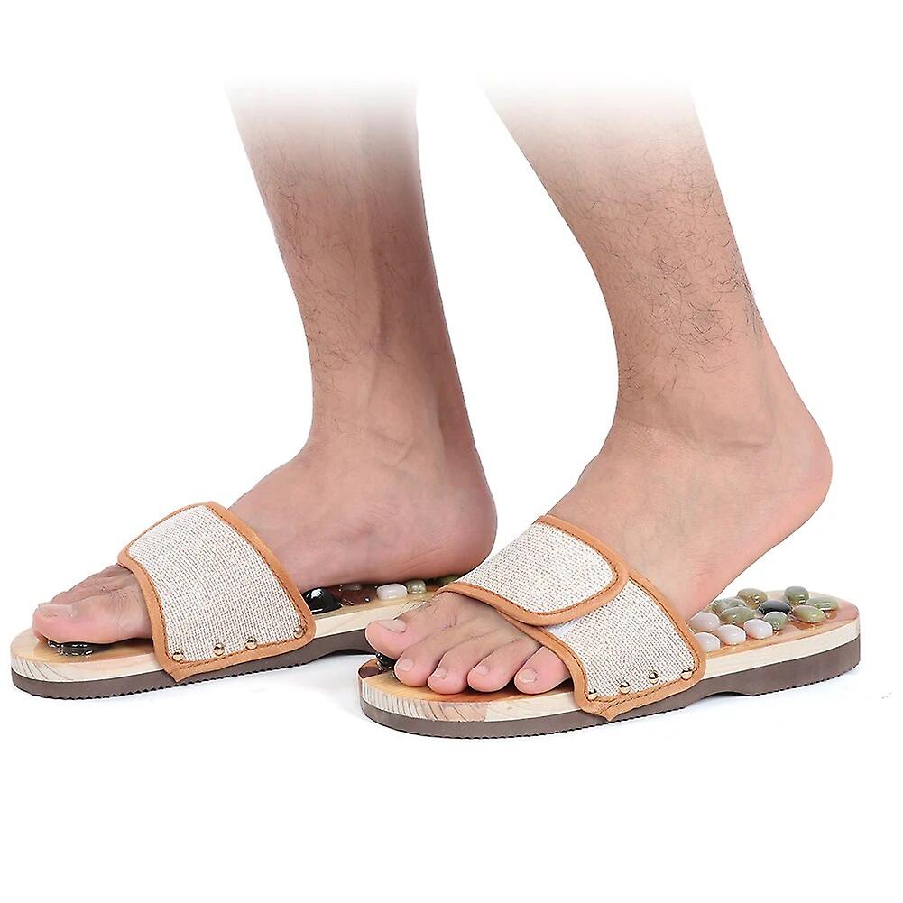2 Colors Unisex Natural Agate Stone Cobblestone Foot Massage Slippers Relieve Arthritis Plantar Fasciitis Acupoints Massager New