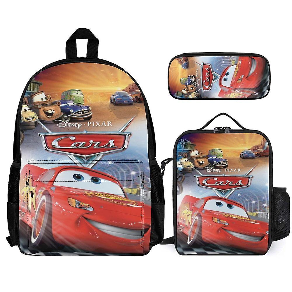 بيكسار سيارات 3 قطع حقائب الظهر مجموعات مع حقيبة الغداء ومقلمة