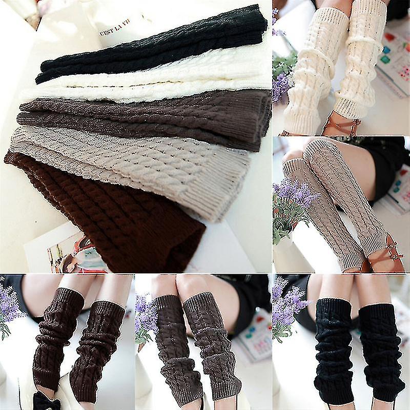 Zuimei 3 Pairs Women's Knitted Leg Warmers - Chunky Cable Knit, Acrylic, One Size Fits Most