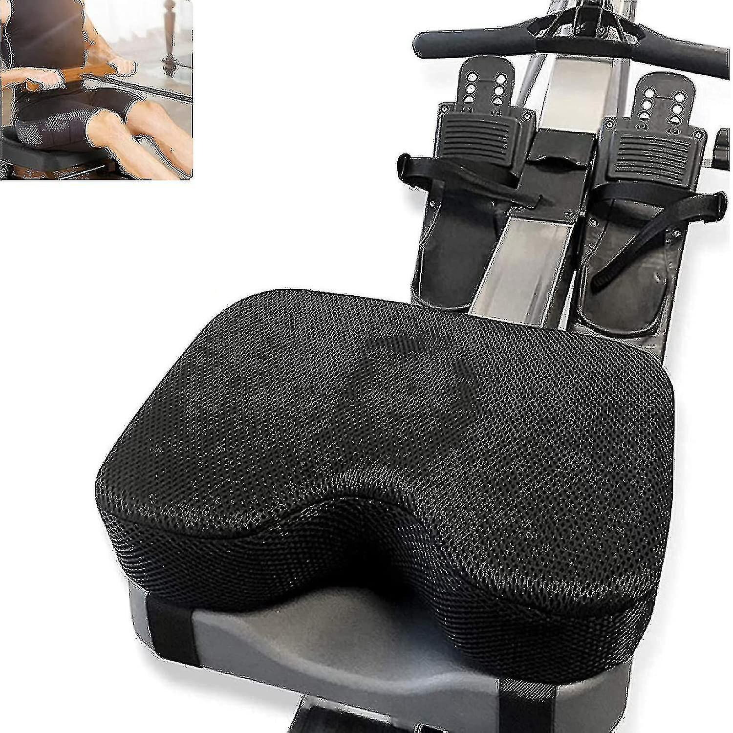 Rowing Machine Seat Cushion, With Custom Memory Foam, Washable Cover And Straps - Rowing Machine Cushion Alternative - Rower Accessories