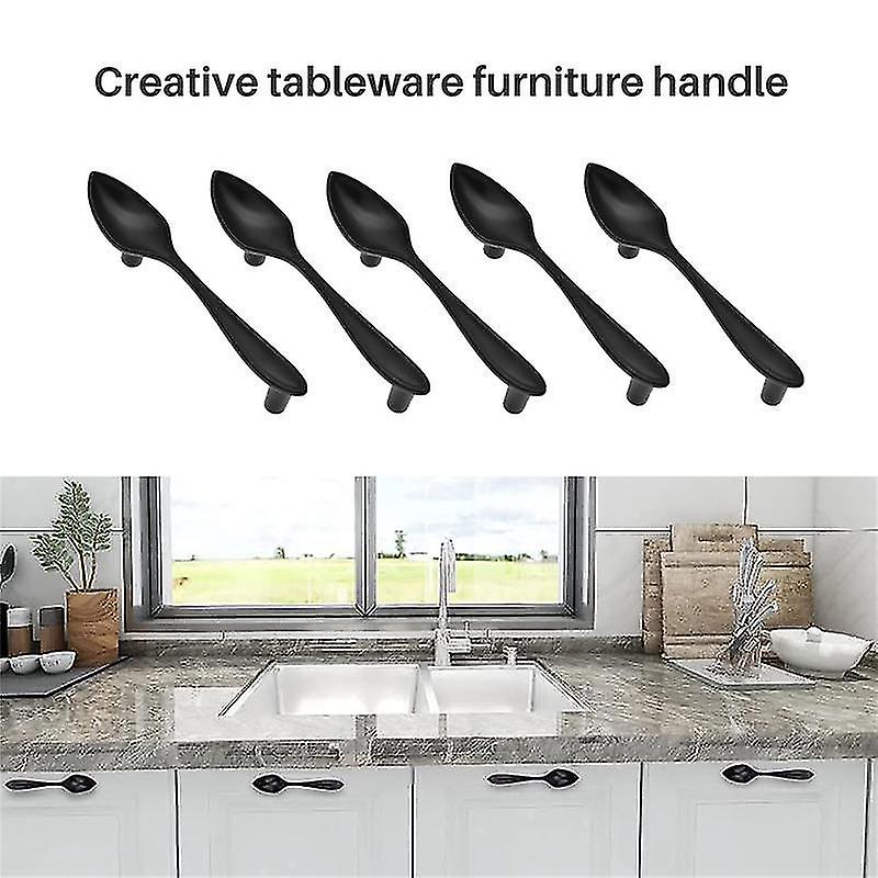 15 Pcs Knife Spoon Fork Kitchen Cabinet Closet Drawer Pull Handles Knobs 3-inch To ( Black)