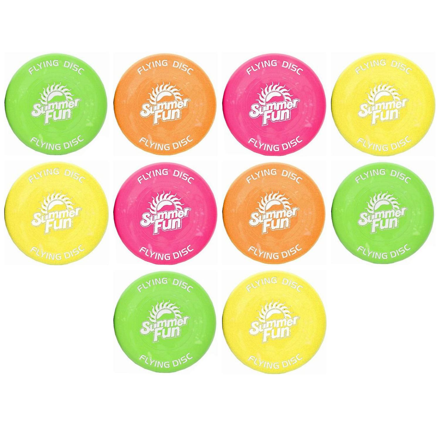 10 Summer Fun Flying Disks - Assorted Colours
