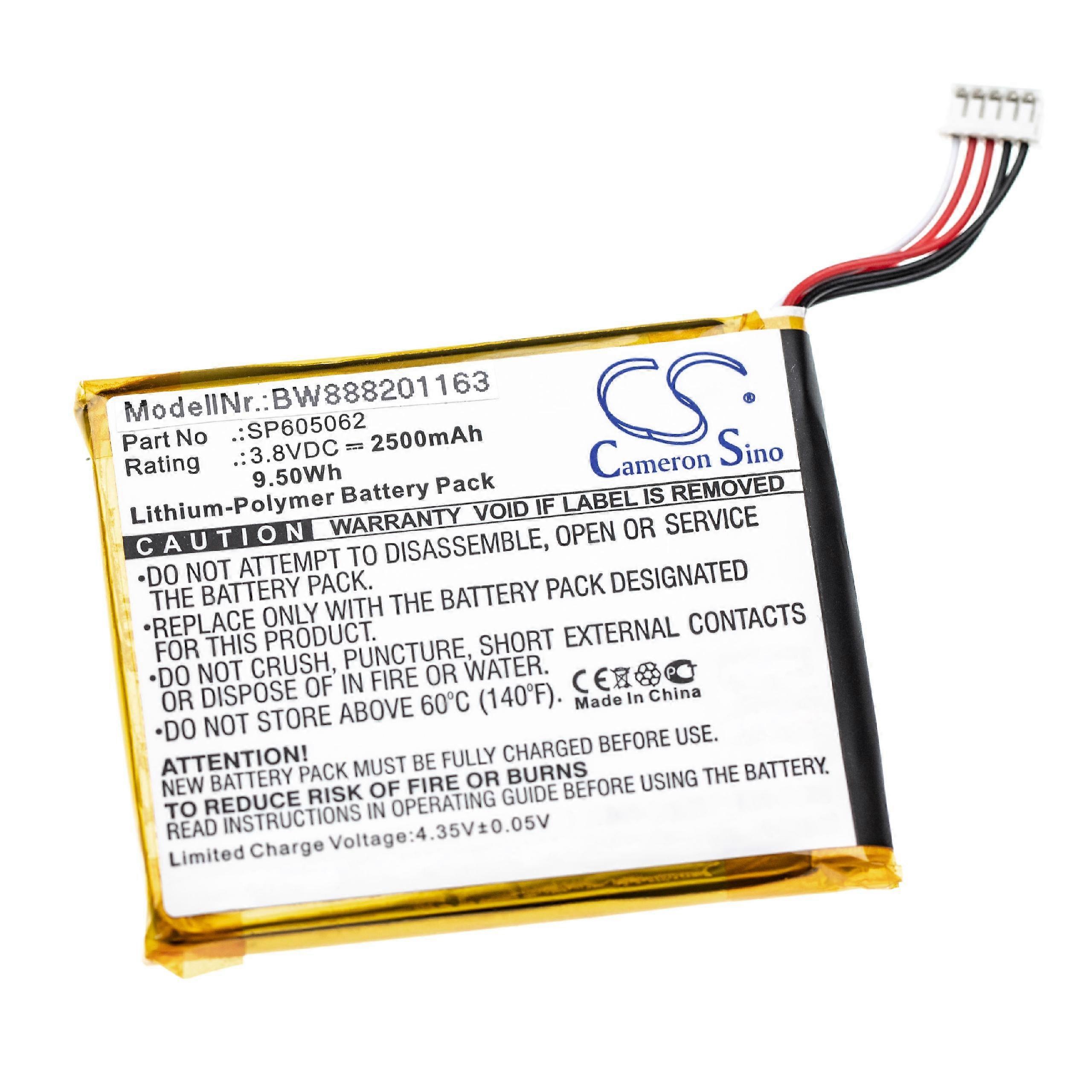 Batterie de remplacement pour SP605062 vTech pour tablette (2500 mAh, 3,8 V, Li-polymère)