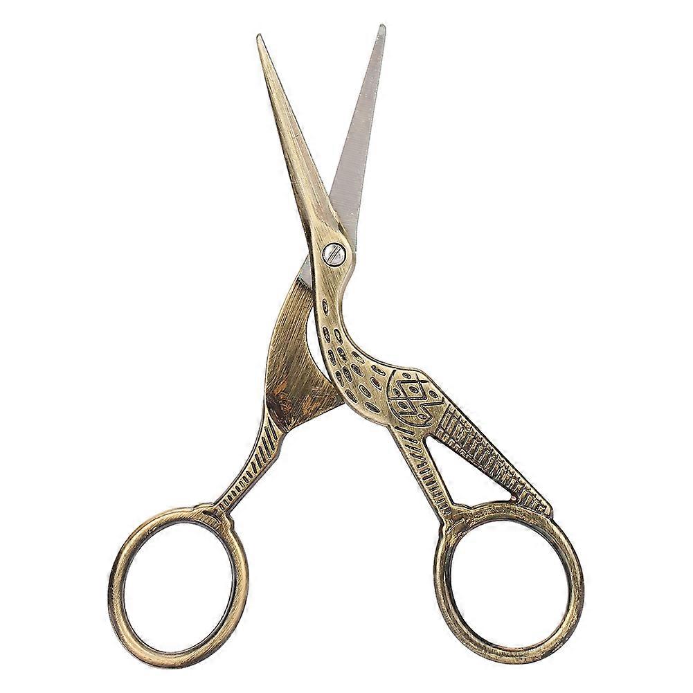 Retro Bronze and Stainless Steel Crane Sewing Scissors, Two Sizes