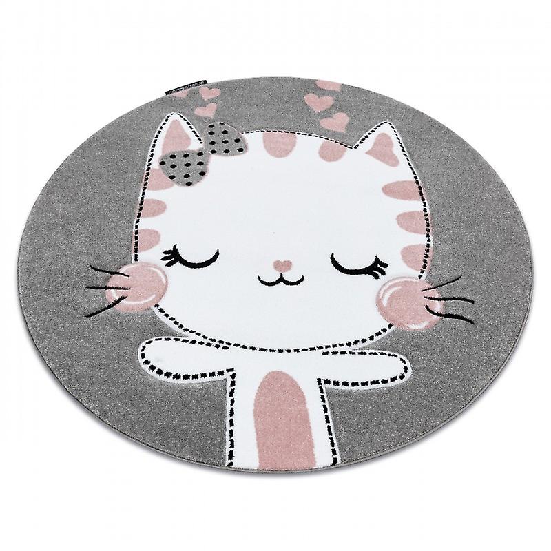 Carpet PETIT KITTY cat circle grey