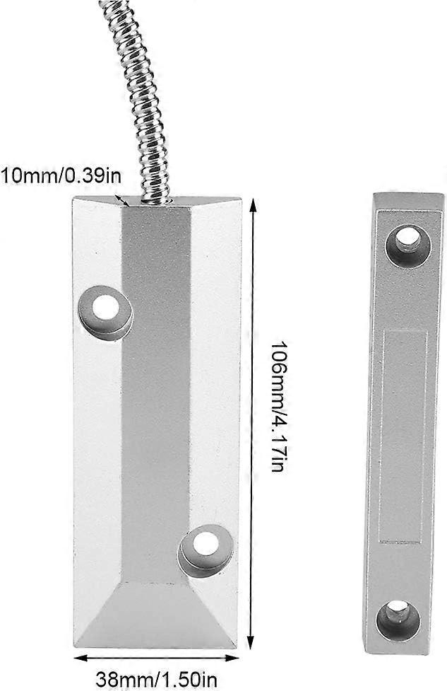 Magnetic Sensor, Magnetic Switch Sensor Window Door Alarm Security Sensor Contact Wire Large Magnetic Gap for Home Garage