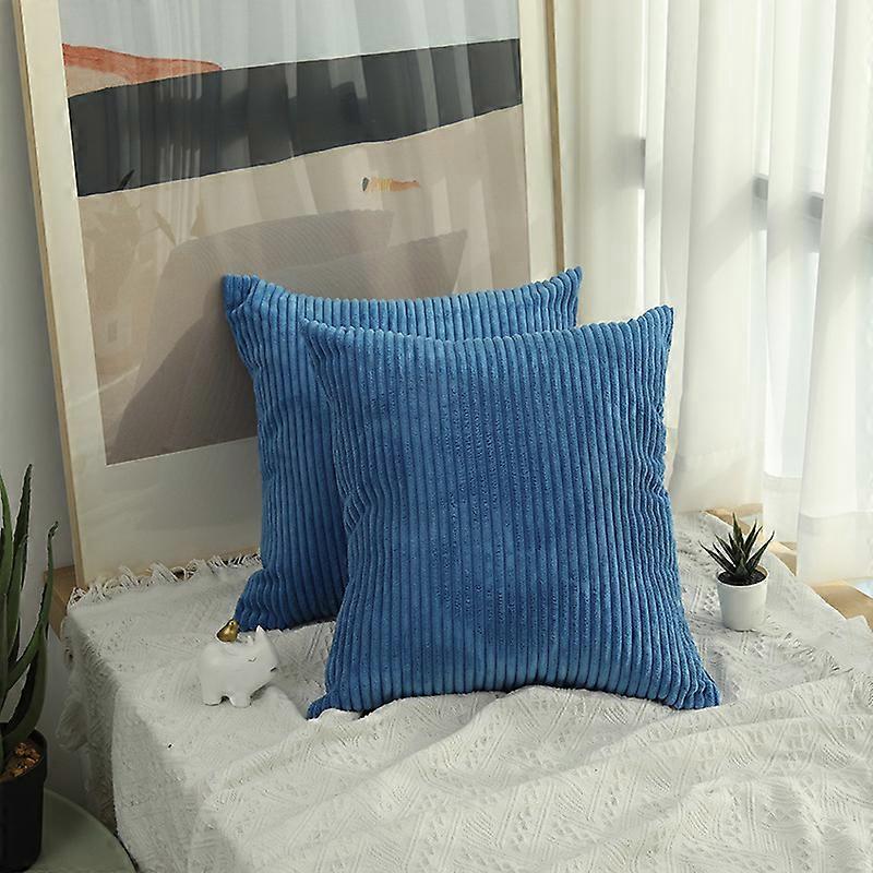 (Bleu) Housse de Coussin lot de 2 housse de coussin en velours 45x45