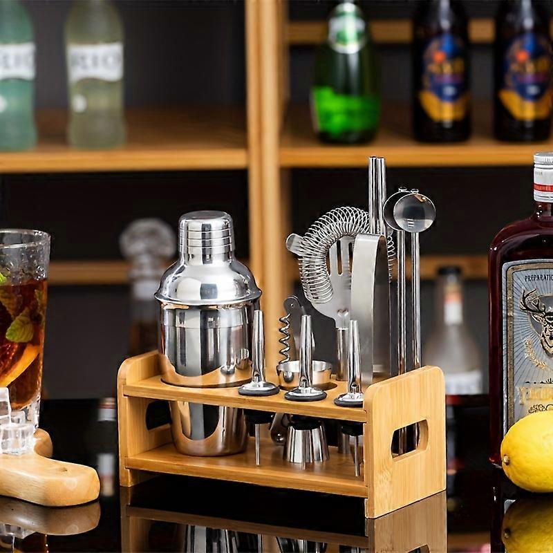 "Sleek" 13-Piece Stainless Steel Cocktail Shaker Set With Bar Tools And Shaker Cups - Complete Bartending Kit For Home Bars