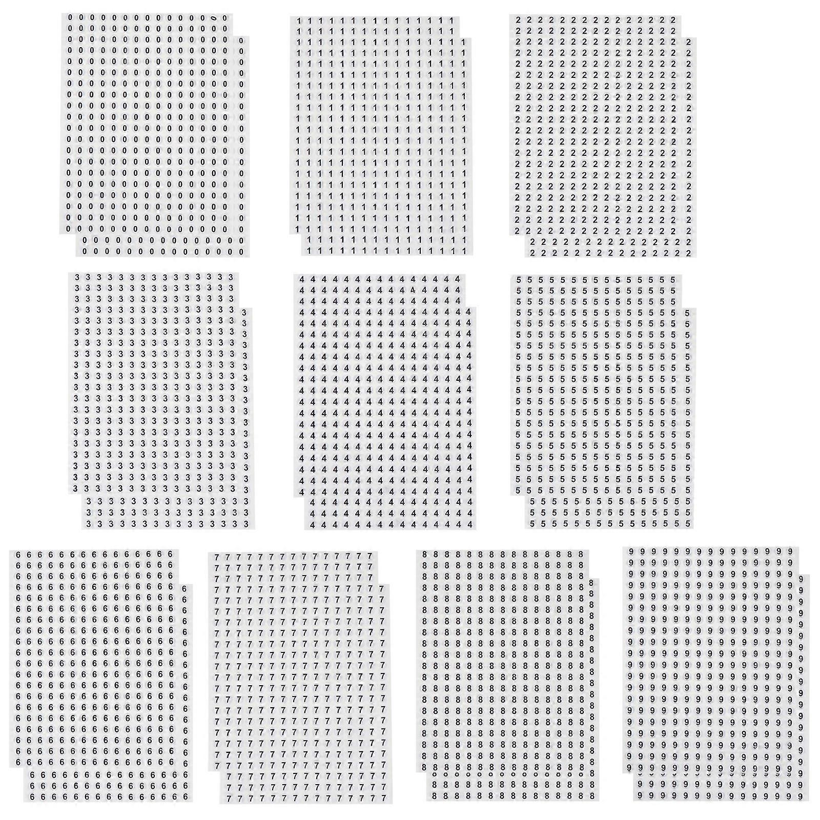 6000pcs Round Serial  Number Stickers Self-adhesive Number Paster for Home