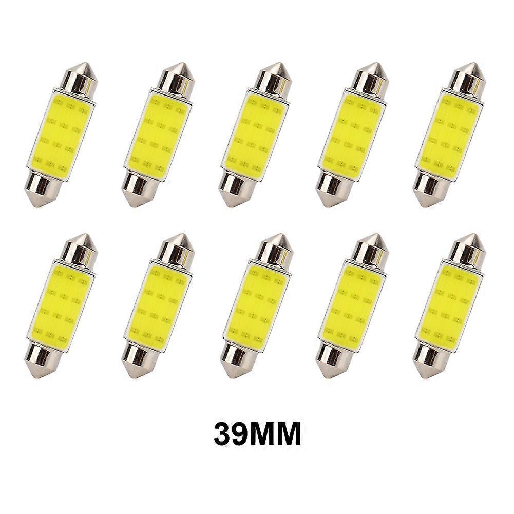 10pcs White Cob C5w Car Auto Festoon Dome Interior Led Lights Lamp Map Roof Reading Bulb Plate Lamps Bulb Dc12v 31/36/39/41mm