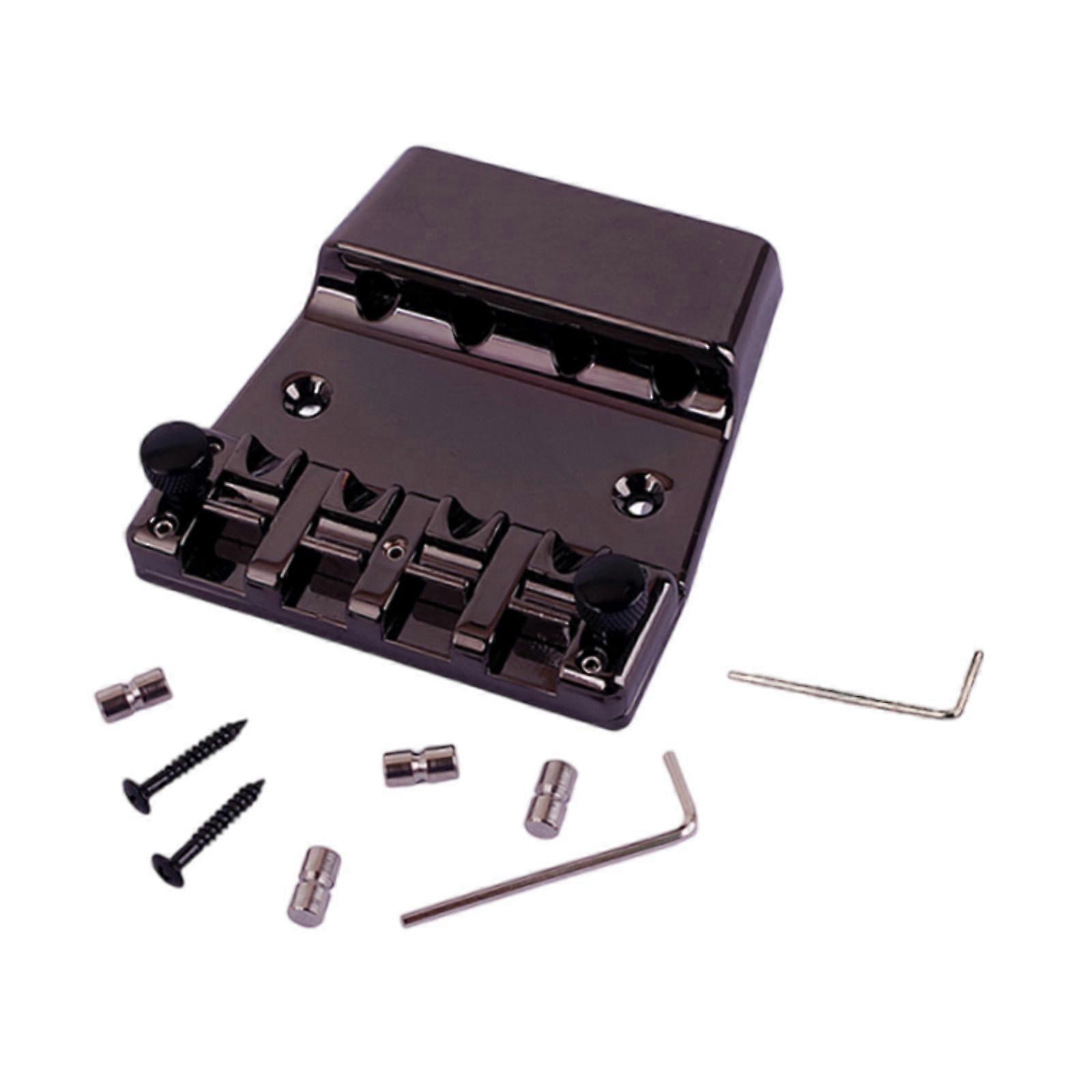 4 Strings Bass Bridge with Locking Saddles for Bass Guitar Parts Instruments Black