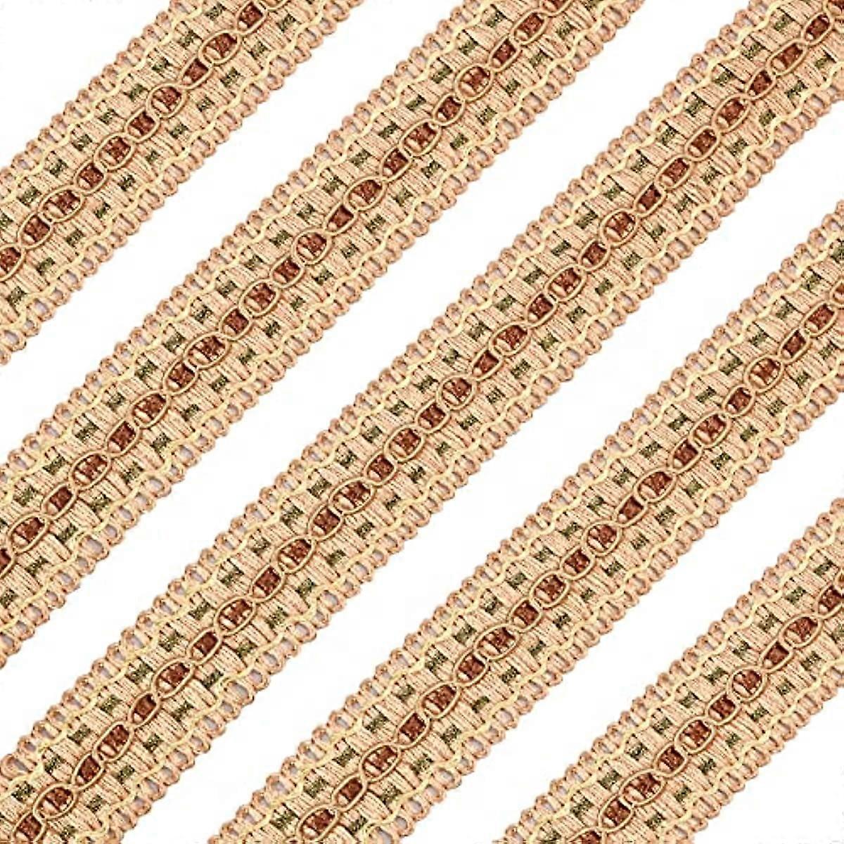 13 Yards 1 inch Light Orange Woven Braid Trim Handmade Polyester Sewing Yellow Edge Wave Braid Trim Crafts Decorative Trim with Card for Curtain Slipc